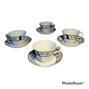 Adams Lancaster Tea Cups & Saucers Real English Ironstone Made in England 4 set